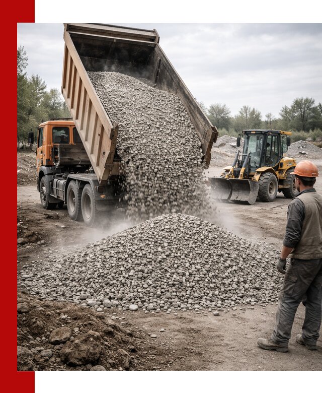 Доставка щебня в Усинске крупными и мелкими фракциями