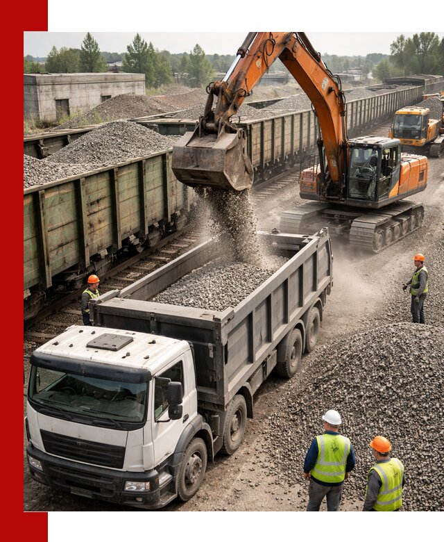 Железнодорожный щебень фракция 25–60 для поставок в Усинске