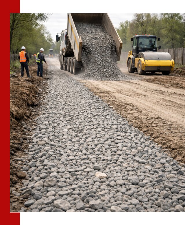 Доставка щебня для отсыпки дорог в Усинске высокого качества