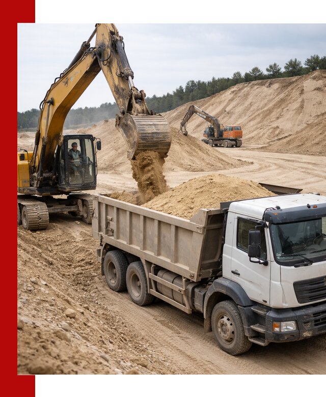 Доставка карьерного песка с самосвалами и разгрузкой в Усинске