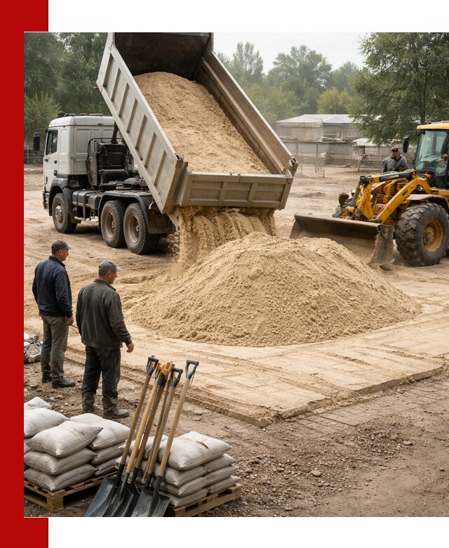 Доставка мытого песка в Усинске с самосвалами по выгодной цене