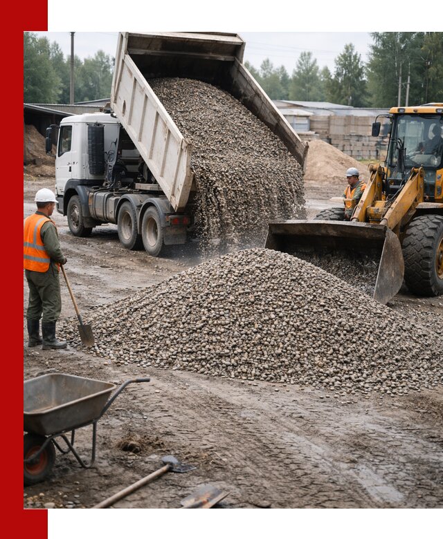 Мытый гравий с доставкой в Усинске от карьера до участка