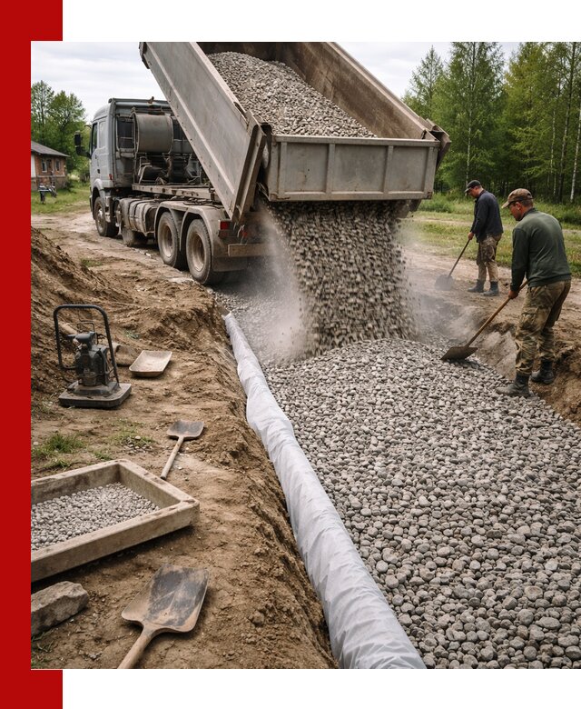 Гравий для дренажа с доставкой в Усинске качественный и недорогой