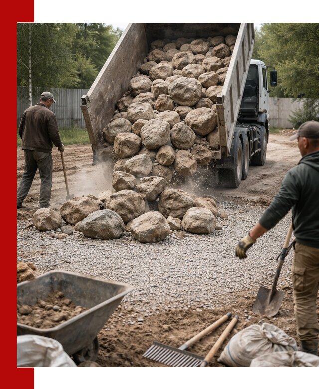 Доставка и укладка булыжника в Усинске
