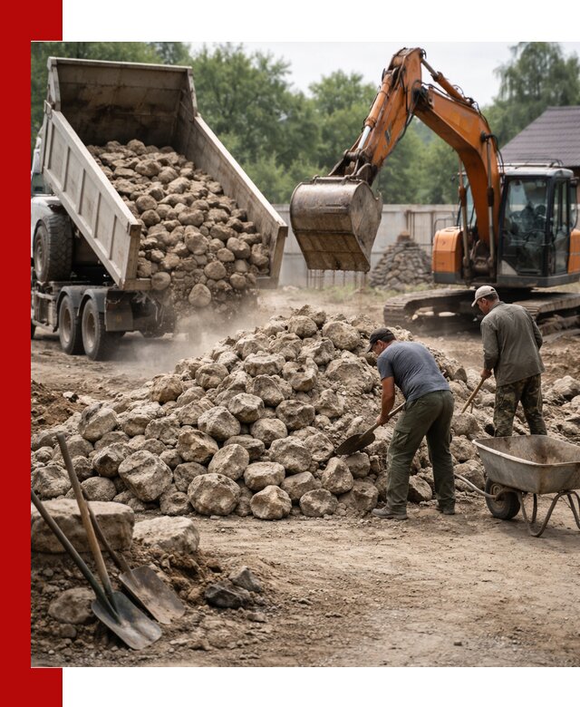 Доставка и разгрузка бутового камня в Усинске