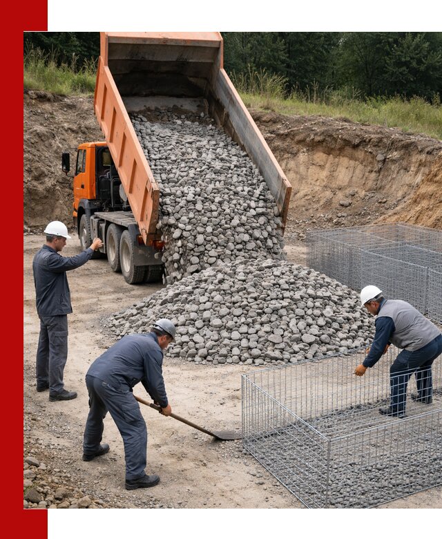 Камень для габионов с доставкой в Усинске быстро и надёжно