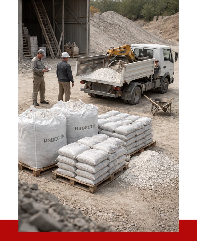 Известь строительная в Усинске с доставкой от 4300 р. | ПРОНЕРУДСнс