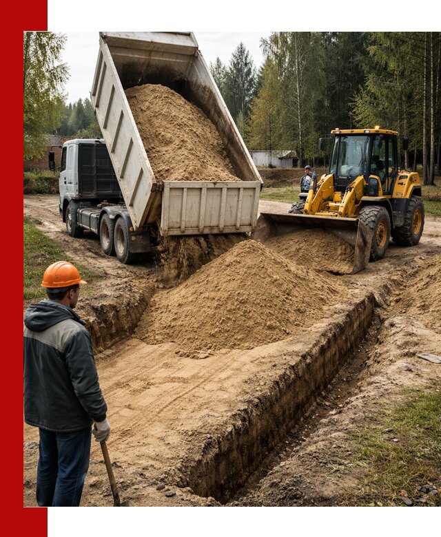 Доставка песчаного грунта в Усинске для строительных работ