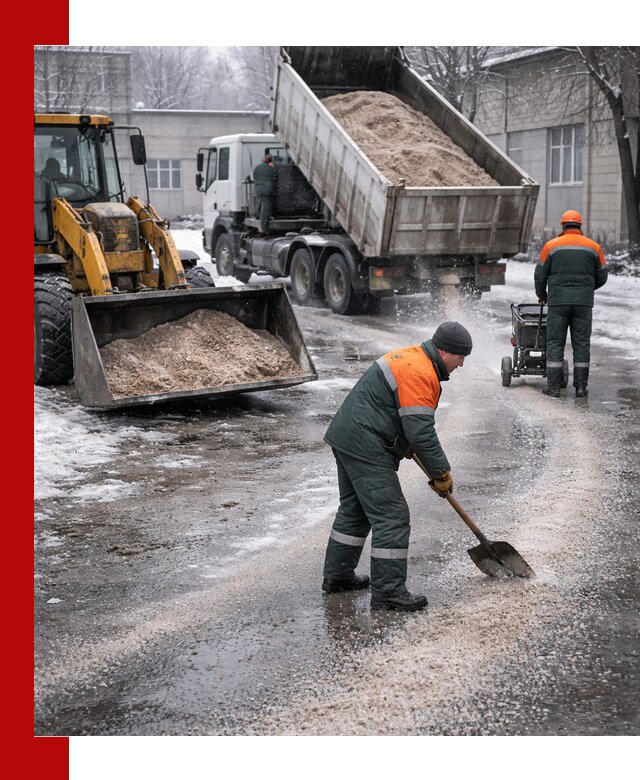 Реагент против гололеда с доставкой и нанесением в Усинске