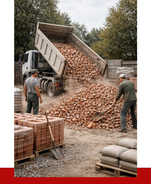 Бой кирпича в Усинске с доставкой от 4300 руб/куб | ПРОНЕРУДСнс