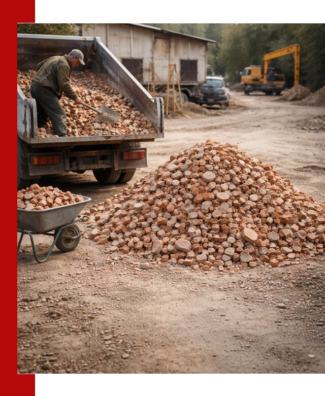 Доставка и подушка из боя кирпича с разгрузкой в Усинске