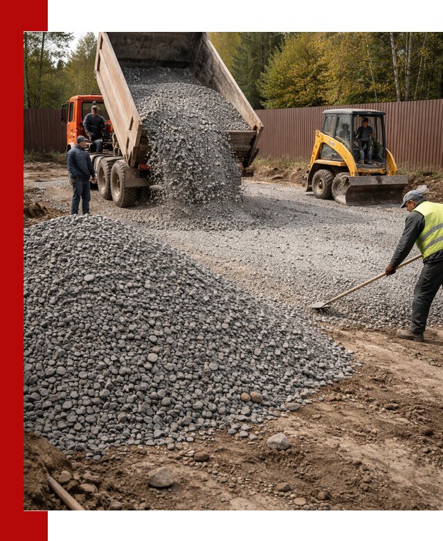 Отсыпка участка щебнем с доставкой и уплотнением в Усинске